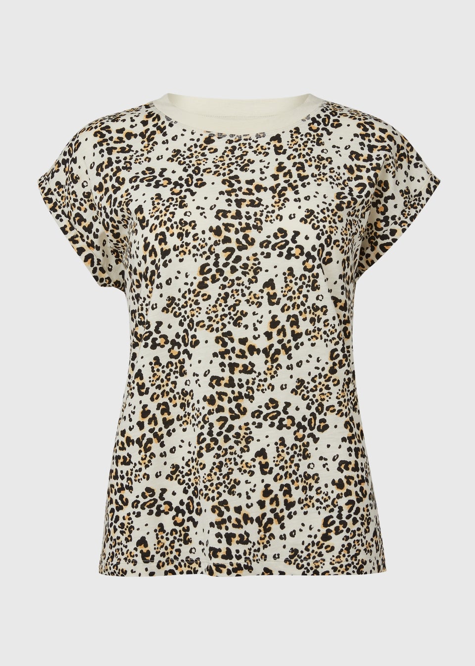 Beige Animal Print Relaxed T-Shirt