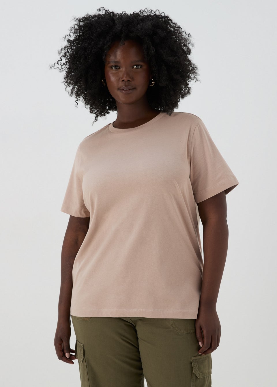 Beige Modern Plain T-Shirt