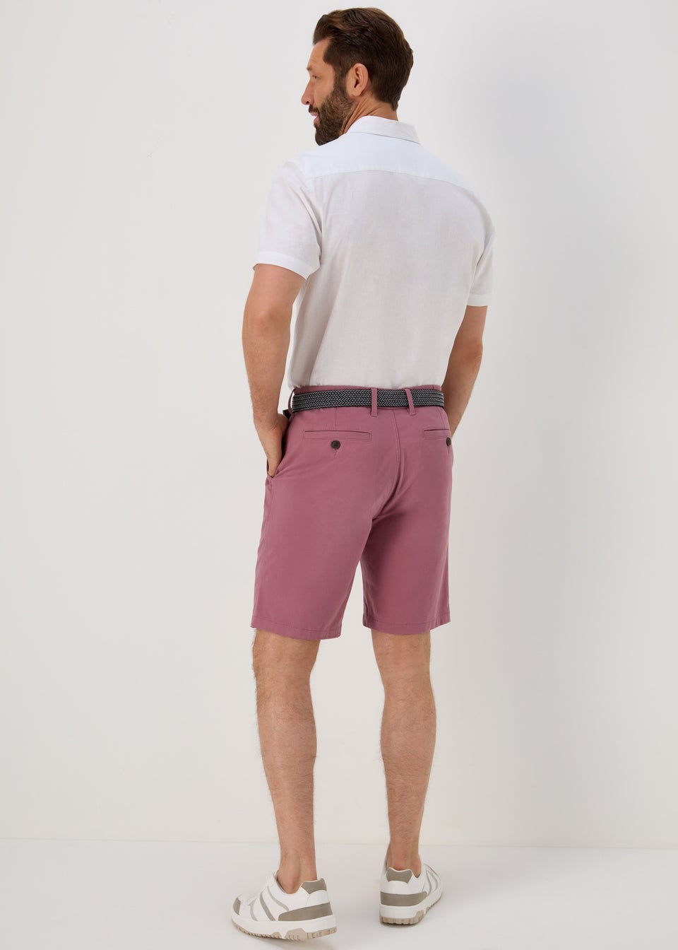 Mauve Belted Chino Shorts