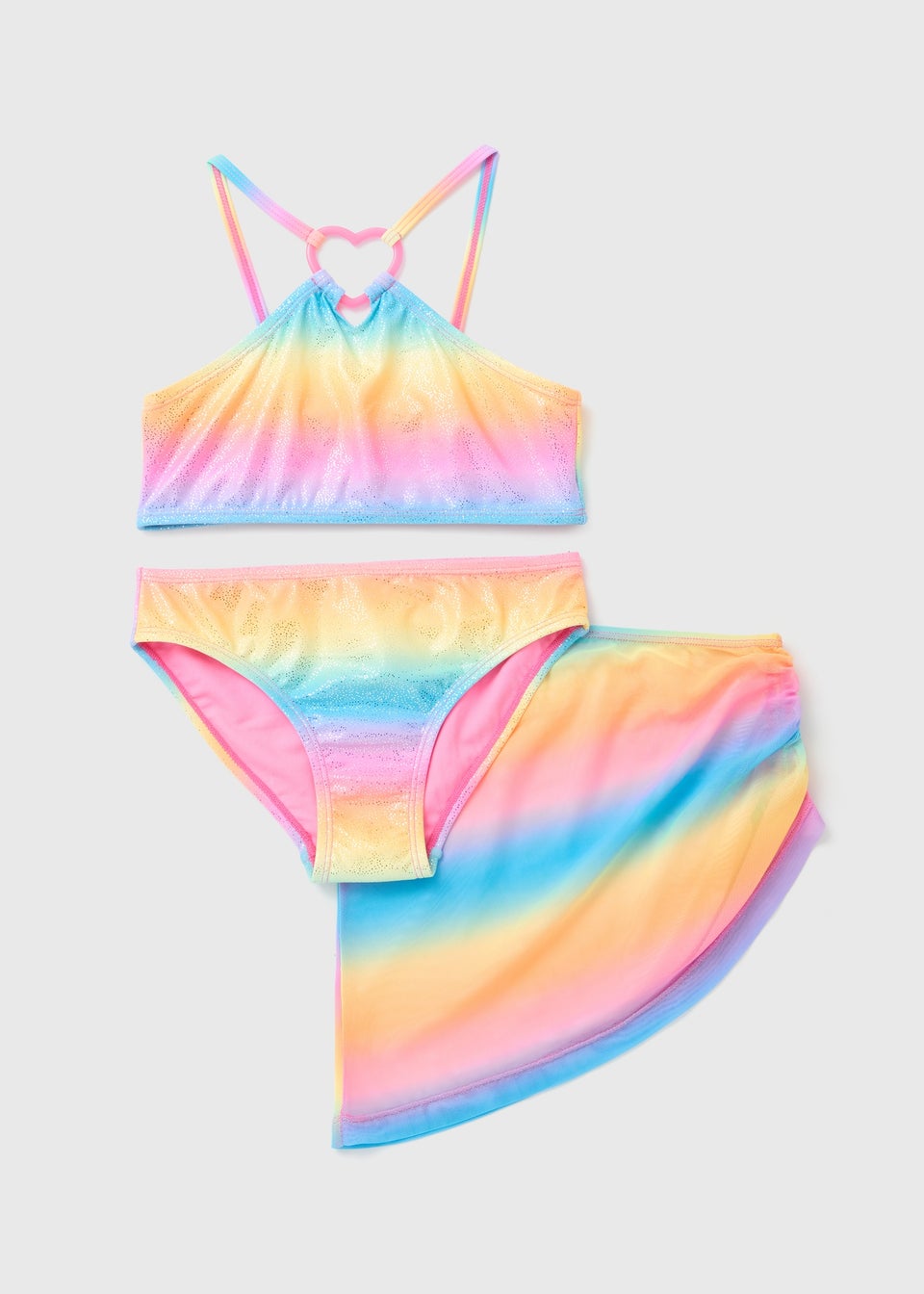 Girls Multicolour Glitter Ombre 3 Piece Swimsuit (6-13yrs)