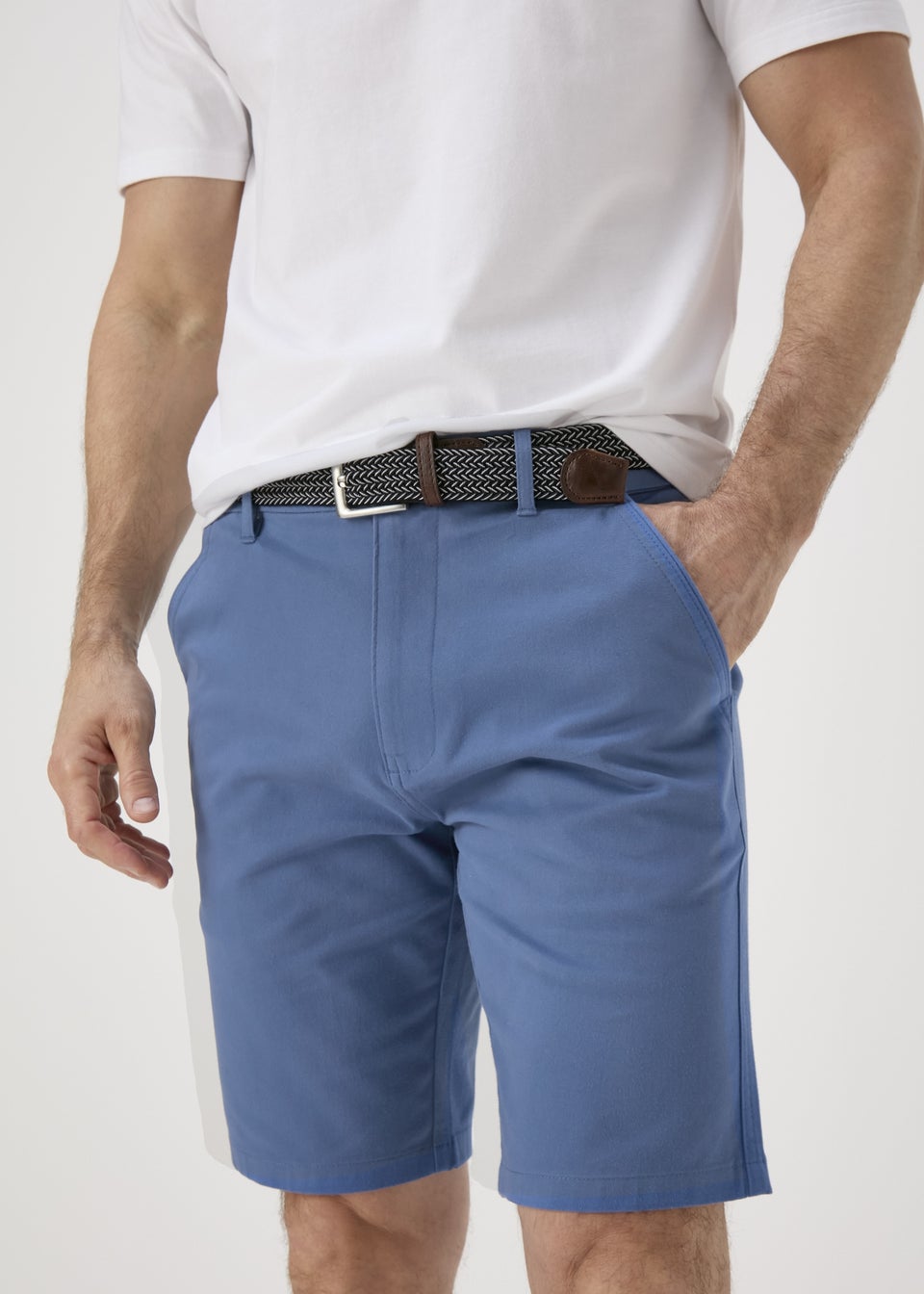 Blue Belted Chino Shorts