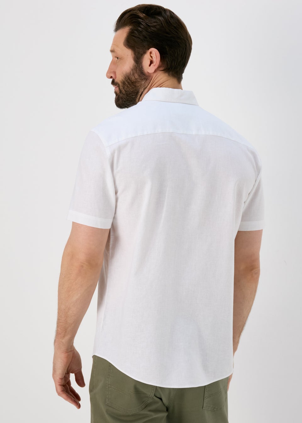 White Short Sleeve Linen Shirt