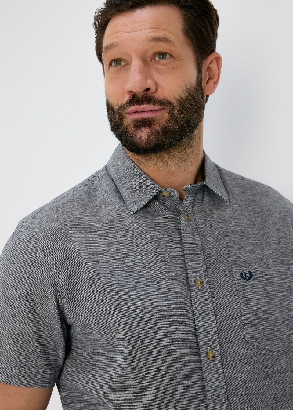 Lincoln Grey Short Sleeve Linen Shirt