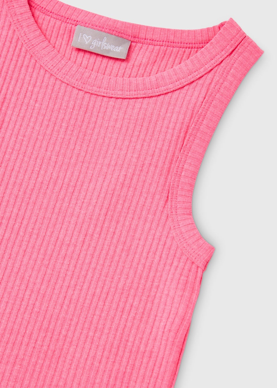 Girls Neon Pink Ribbed Vest (7-15yrs)