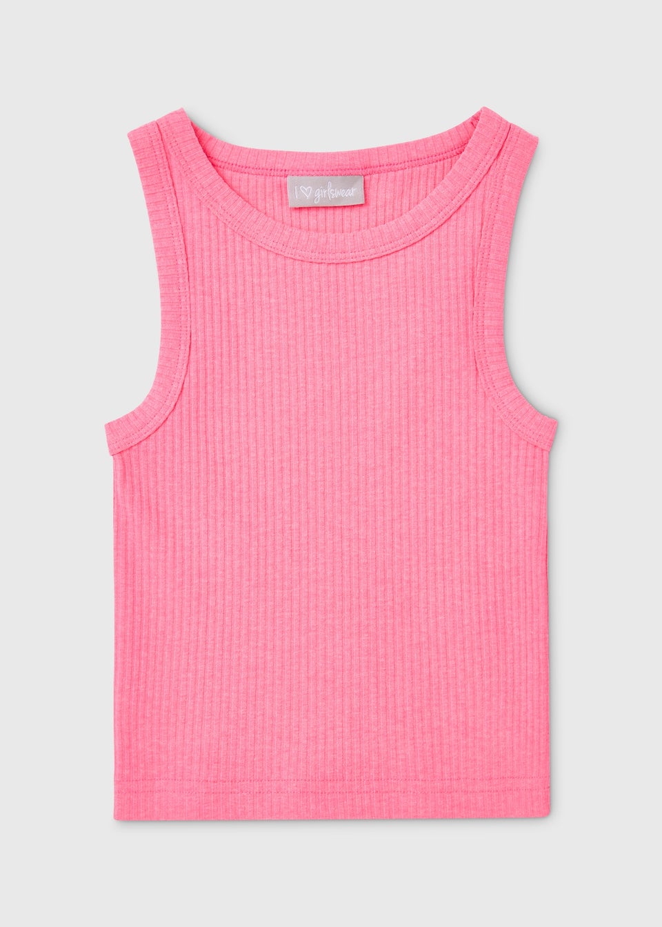 Girls Neon Pink Ribbed Vest (7-15yrs)