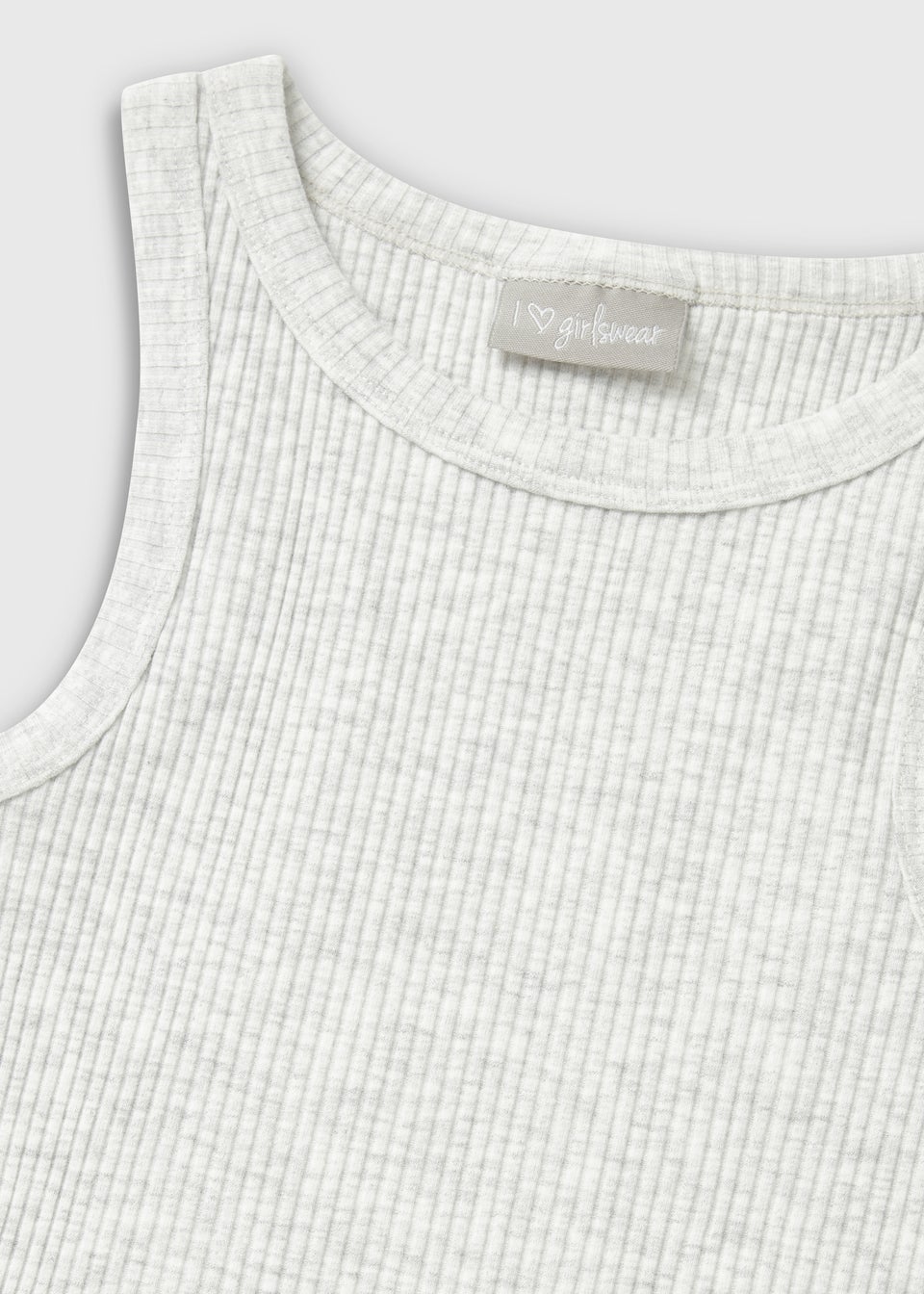 Girls Grey Ribbed Vest (7-15yrs)