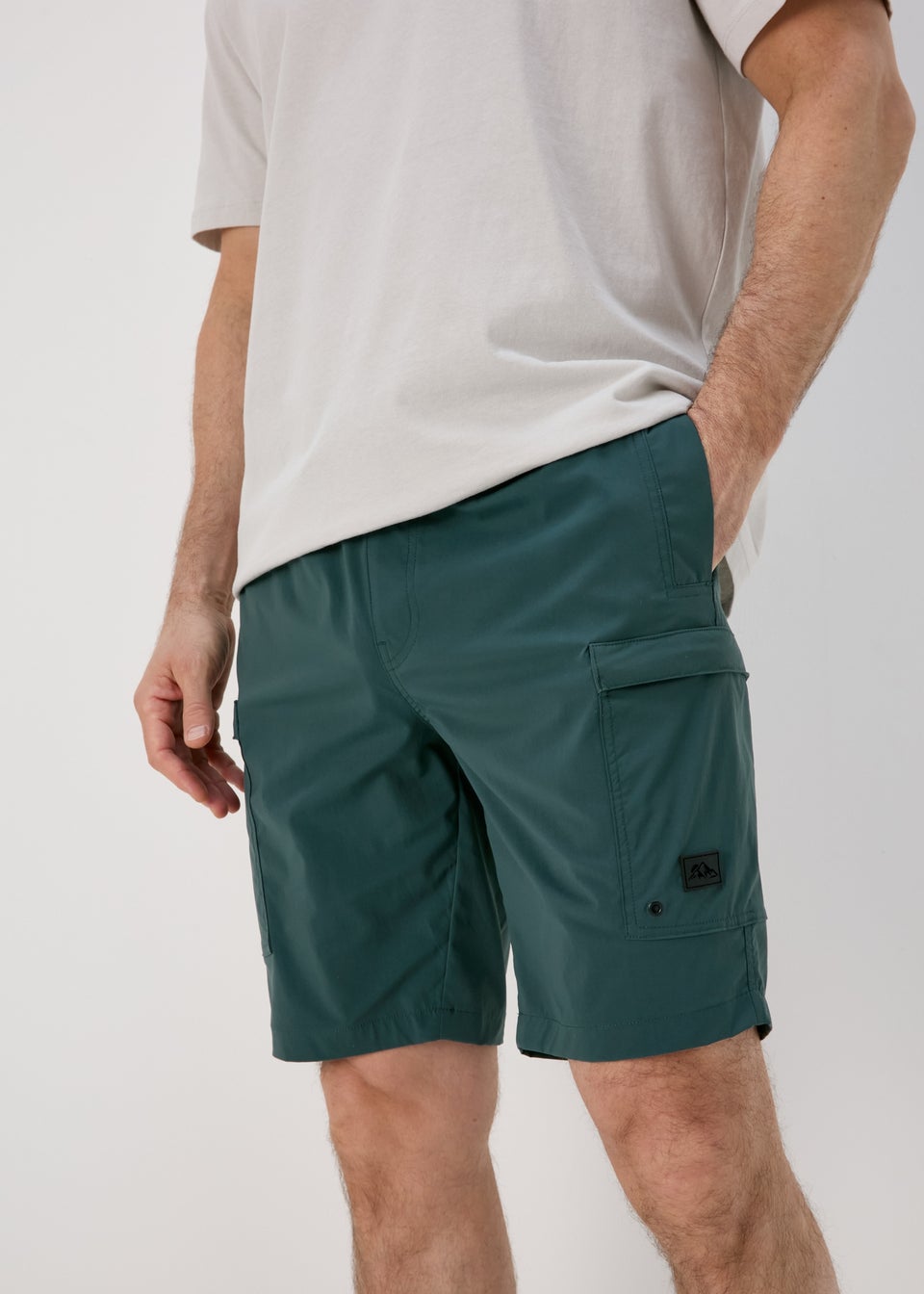 Teal Technical Drawcord Cargo Shorts