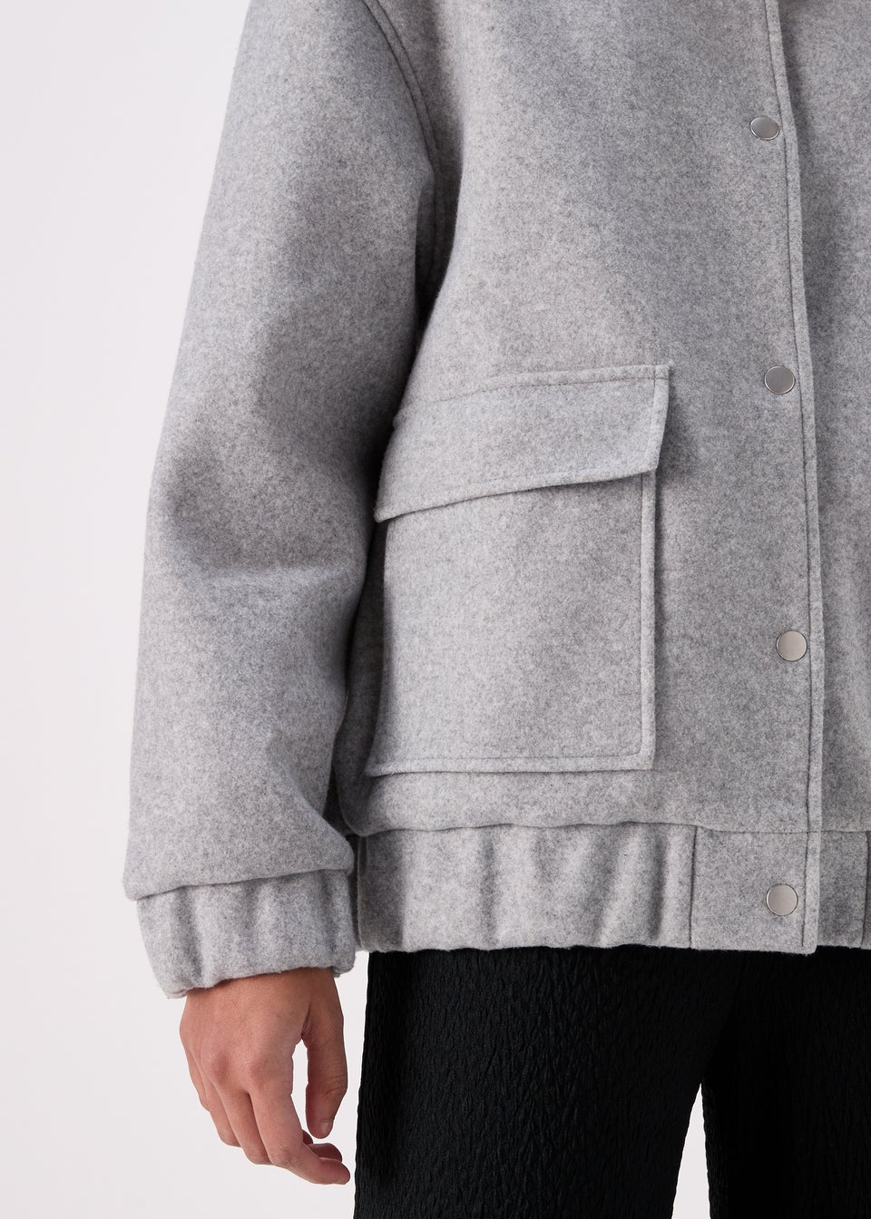 Grey Wool Touch Bomber Jacket