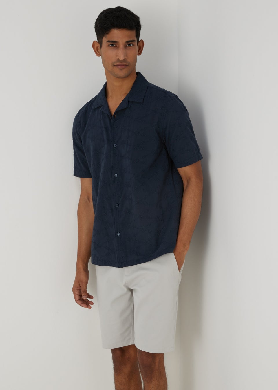 Navy Broderie Shirt