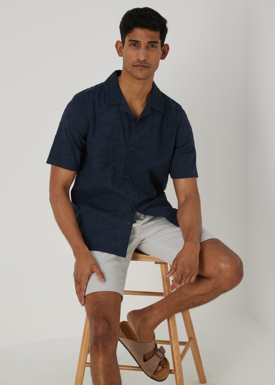 Navy Broderie Shirt