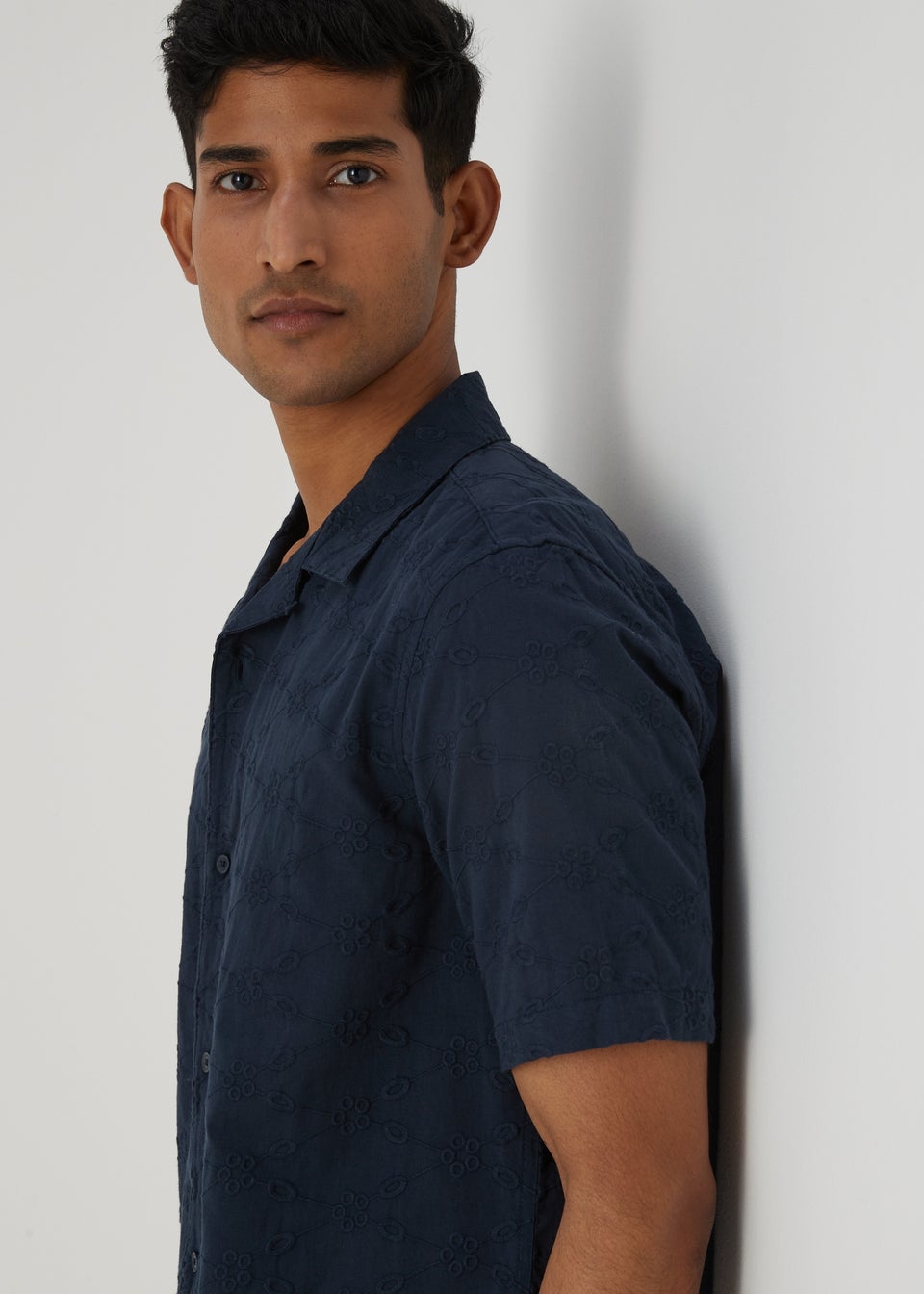 Navy Broderie Shirt