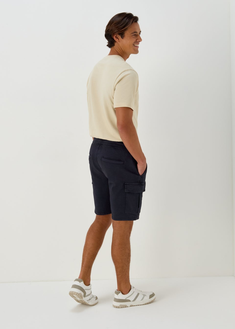 Navy Knitted Cargo Shorts