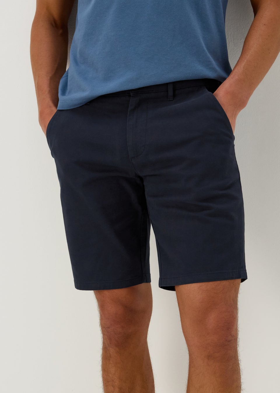 Navy Straight Fit Chino Shorts