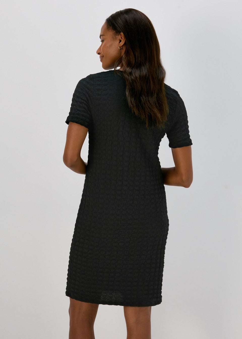 Black Hyper Textured Mini Dress