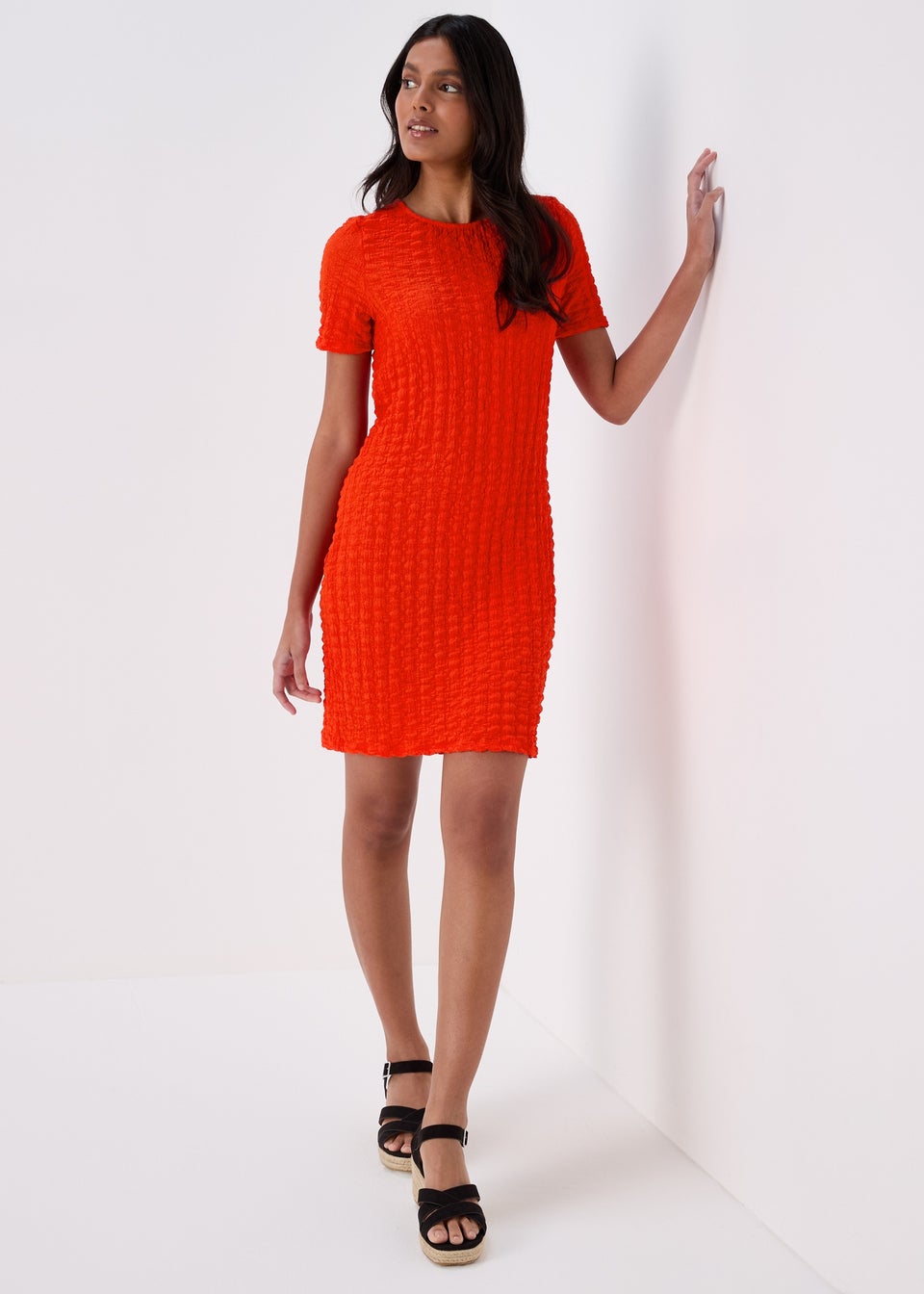 Red Hyper Texture Mini Dress