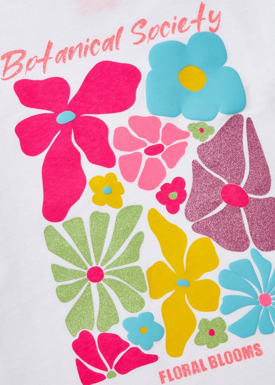 Girls White "Botanical Society" Slogan Flower T-Shirt (7-13yrs)