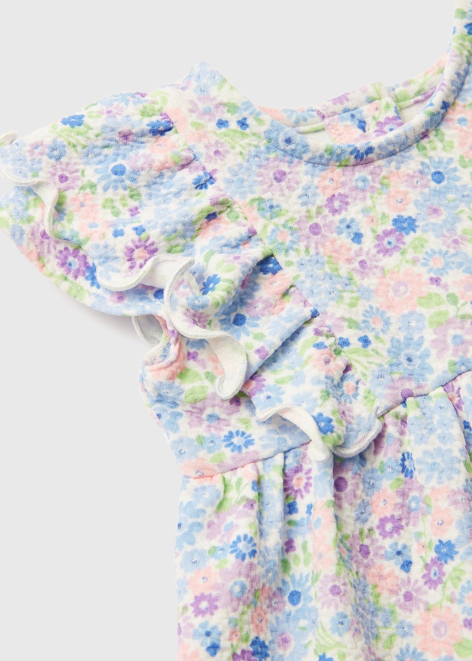 Girls Blue Ponte Textured Dress (Newborn- 23mths)