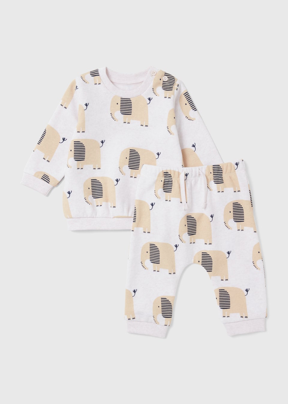Baby Oatmeal Elephant Sweatshirt Set (0-23mths)