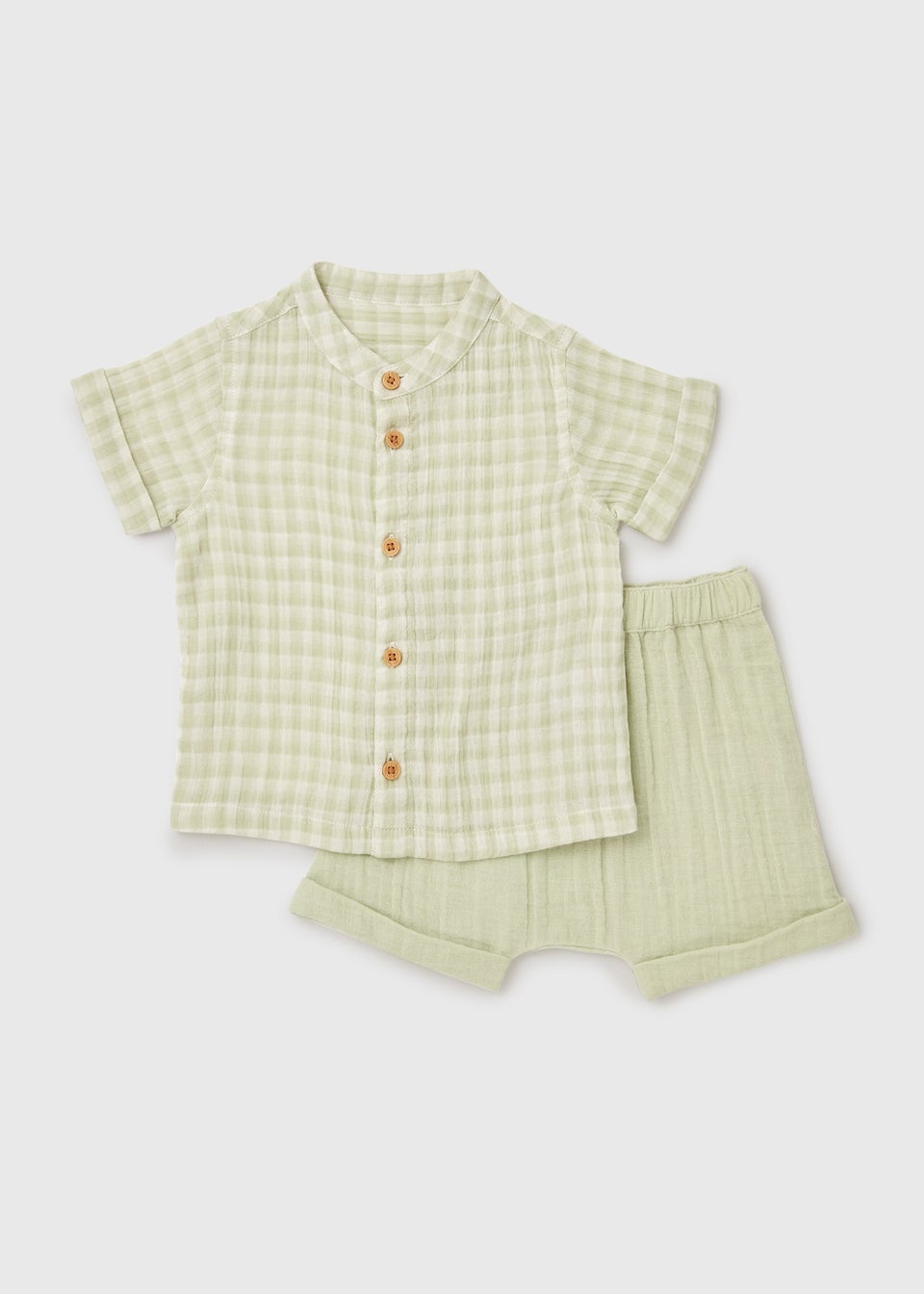 Baby Green Grandad Collar Top & Shorts Set (Newborn-23mths)