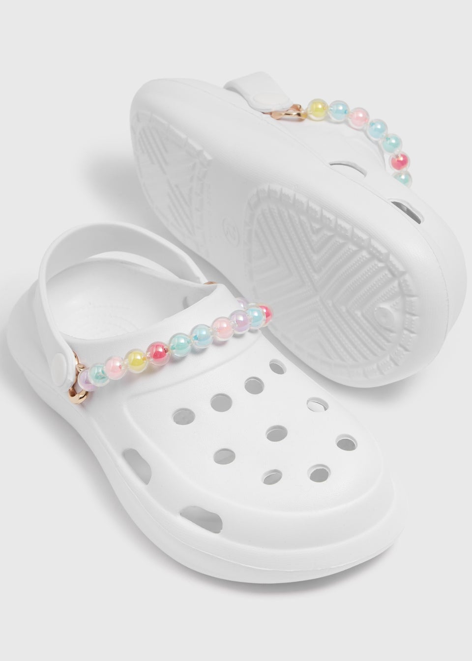 White Rainbow Chain Clogs (Younger 10-Older 5)