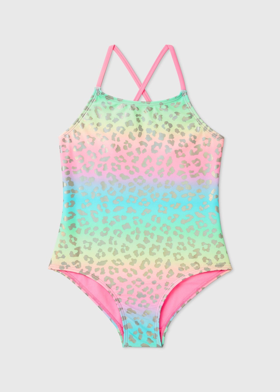 Girls Multicoloured Foil Leopard Print Swimsuit (6-13yrs)
