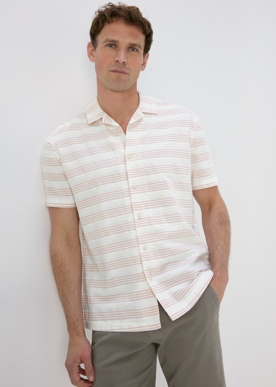 Pink Horizontal Stripe Textured Shirt