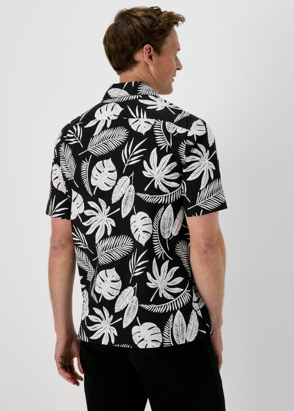 Black Large Leaf Print Shirt