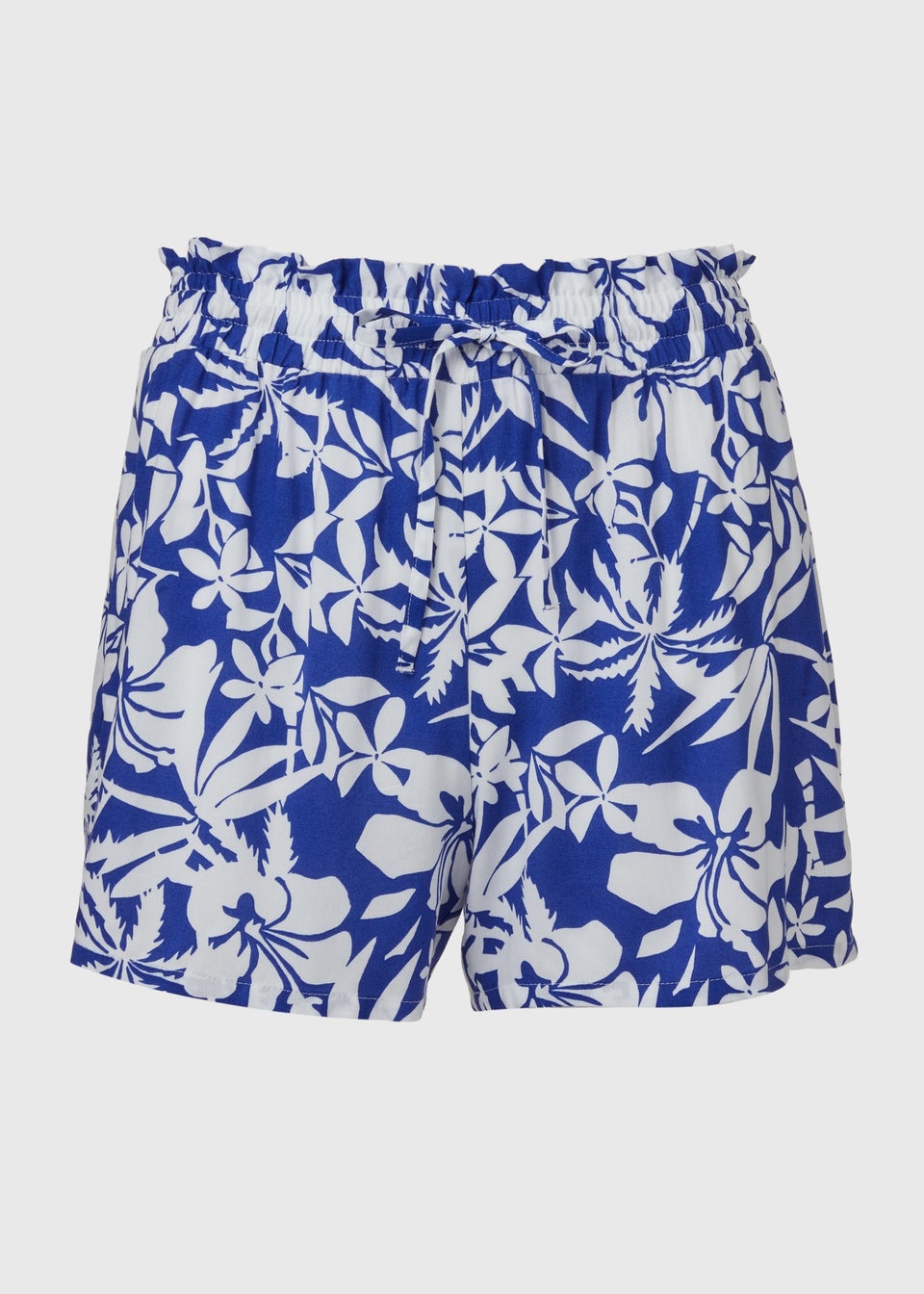 Blue Floral Viscose Shorts