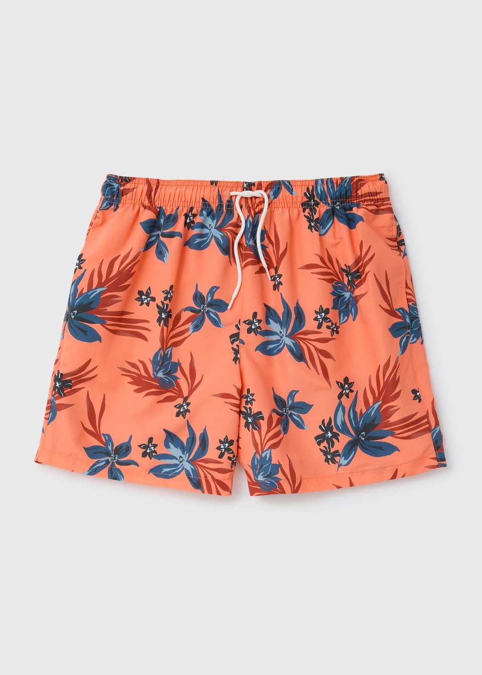 Orange Floral Print Swim Shorts