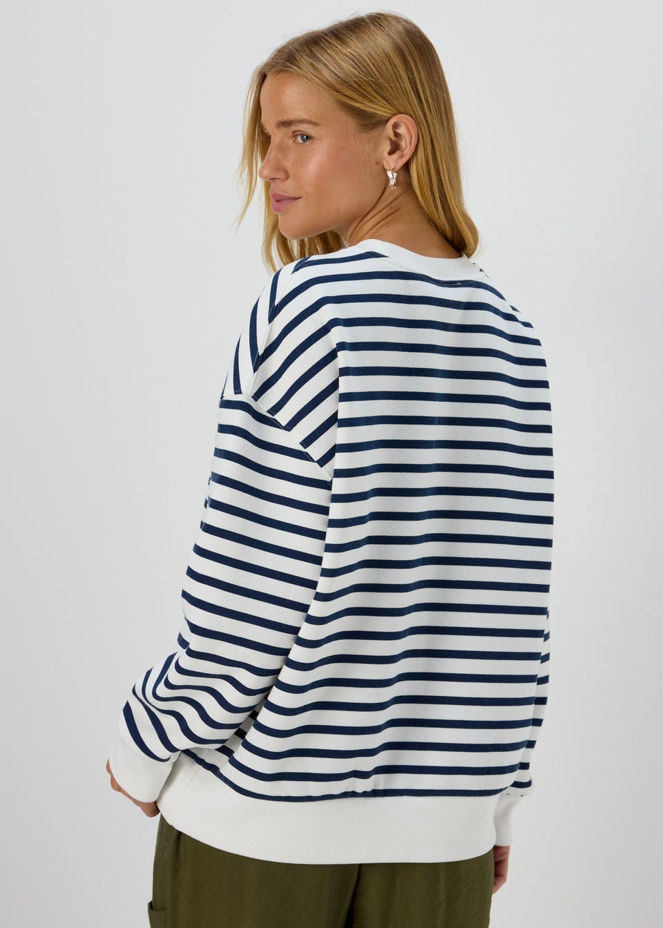 Blue Stripe Basic Sweatshirt