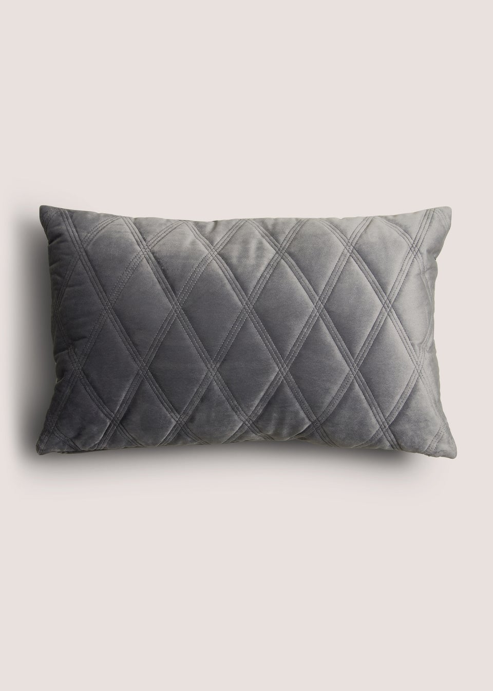 Charcoal Velvet Quilted Cushion (30cm x 50cm)