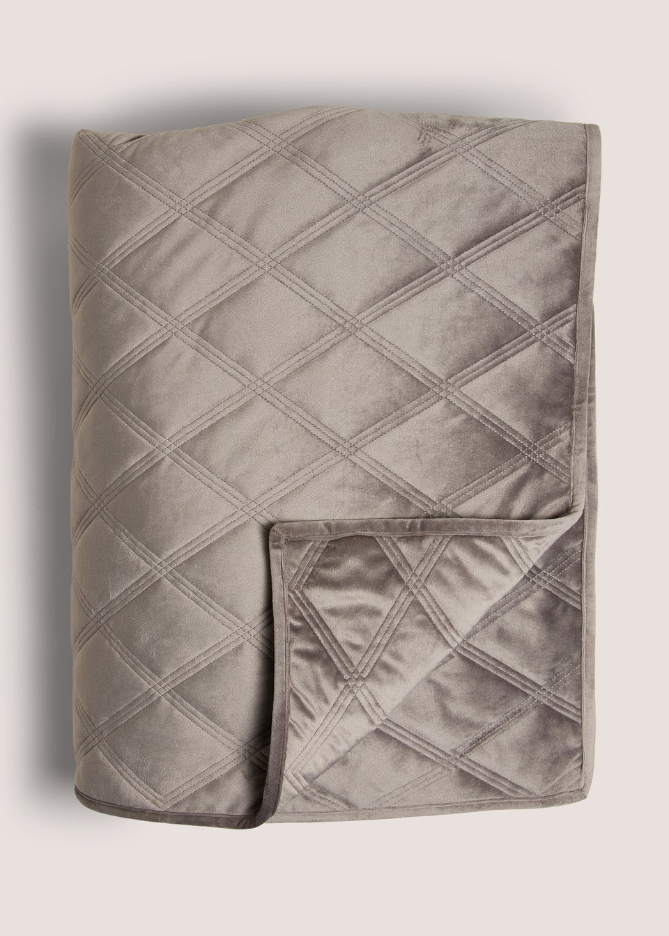 Charcoal Velvet Quilted Bedspread (235cm x 235cm)