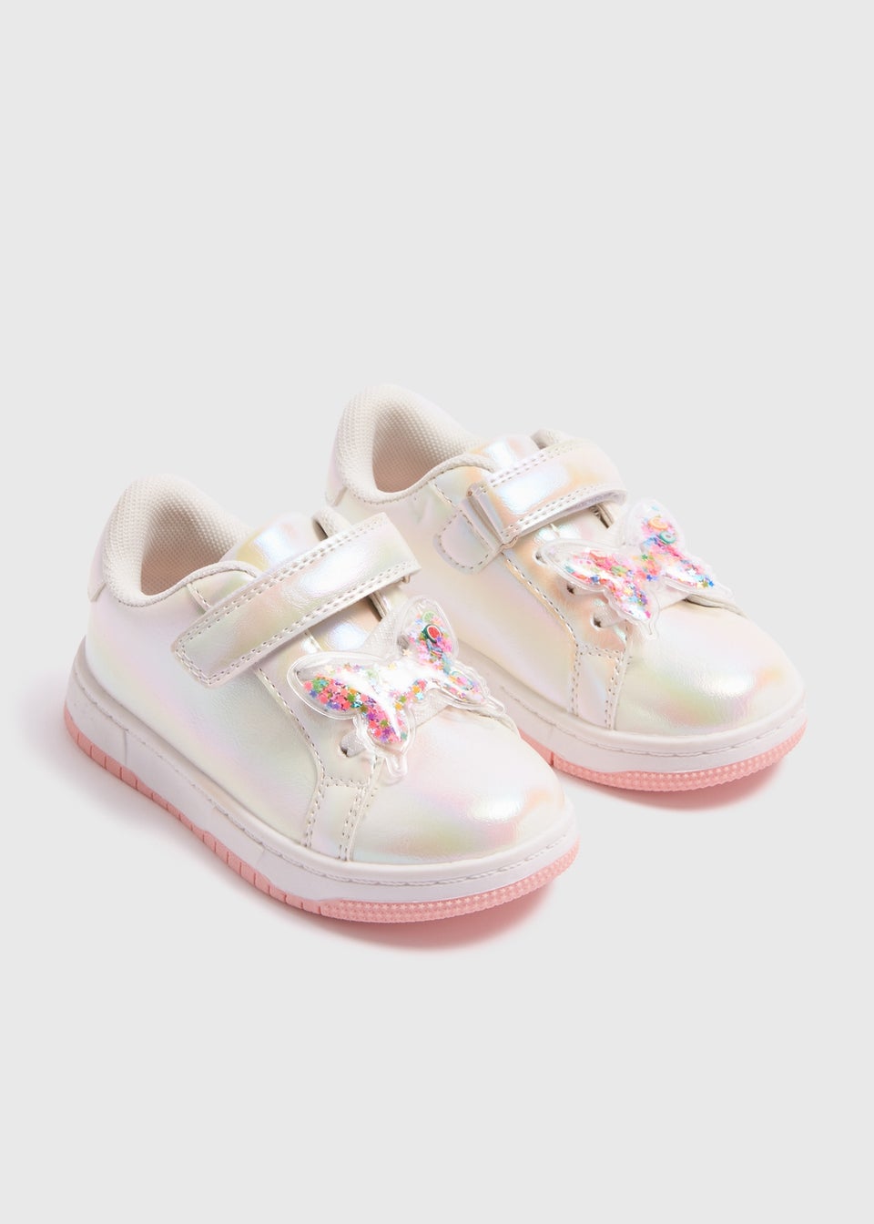 Girls White Butterfly Trainers (Younger 4-12)