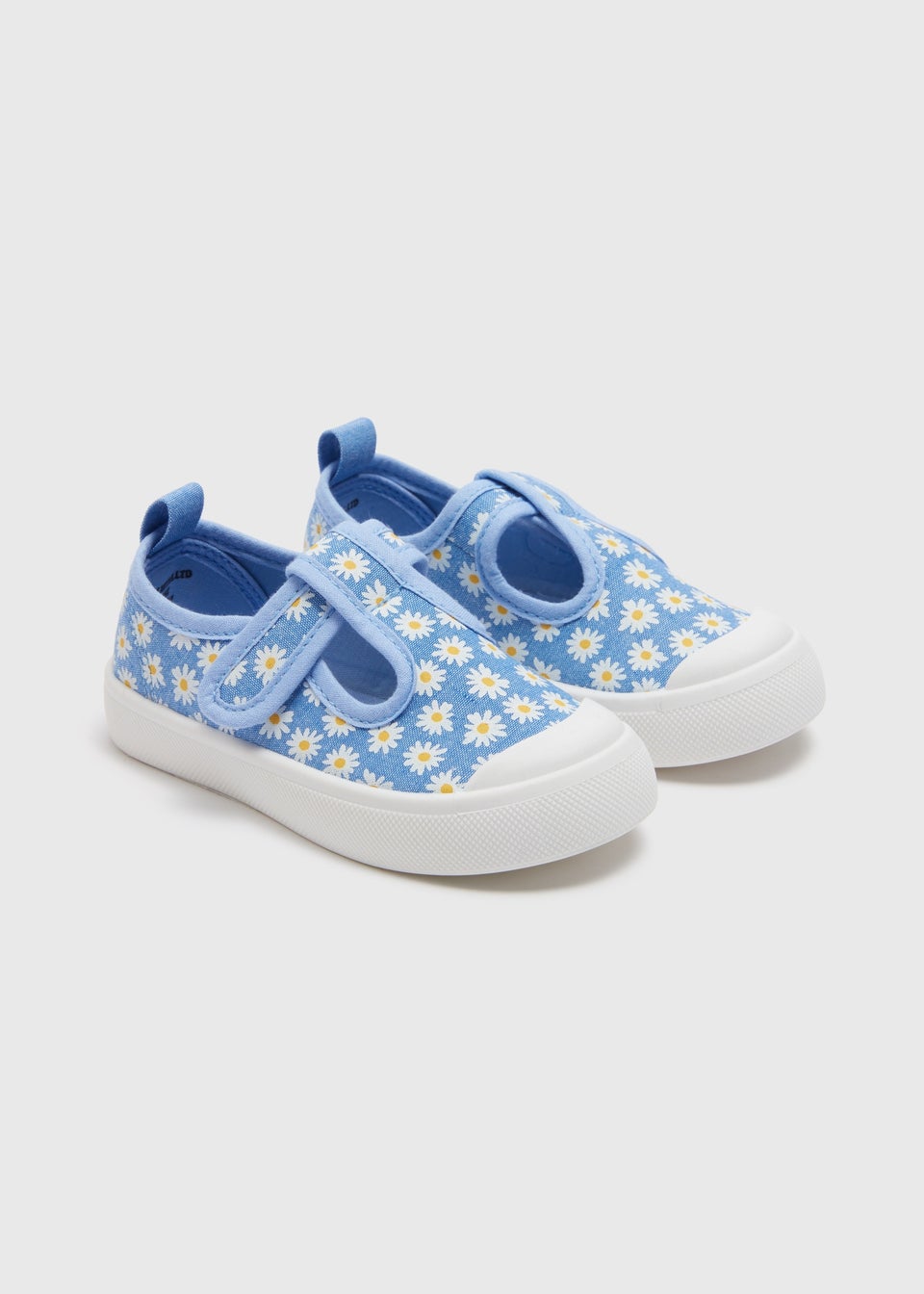 Girls Blue Canvas Floral T-Bar Shoes (Younger 4-12)