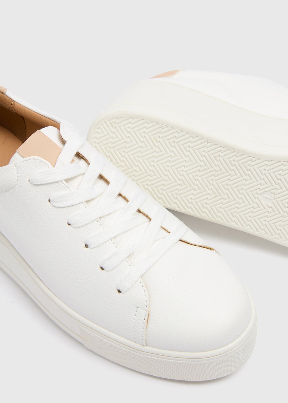 White Lace Up Platform Trainers