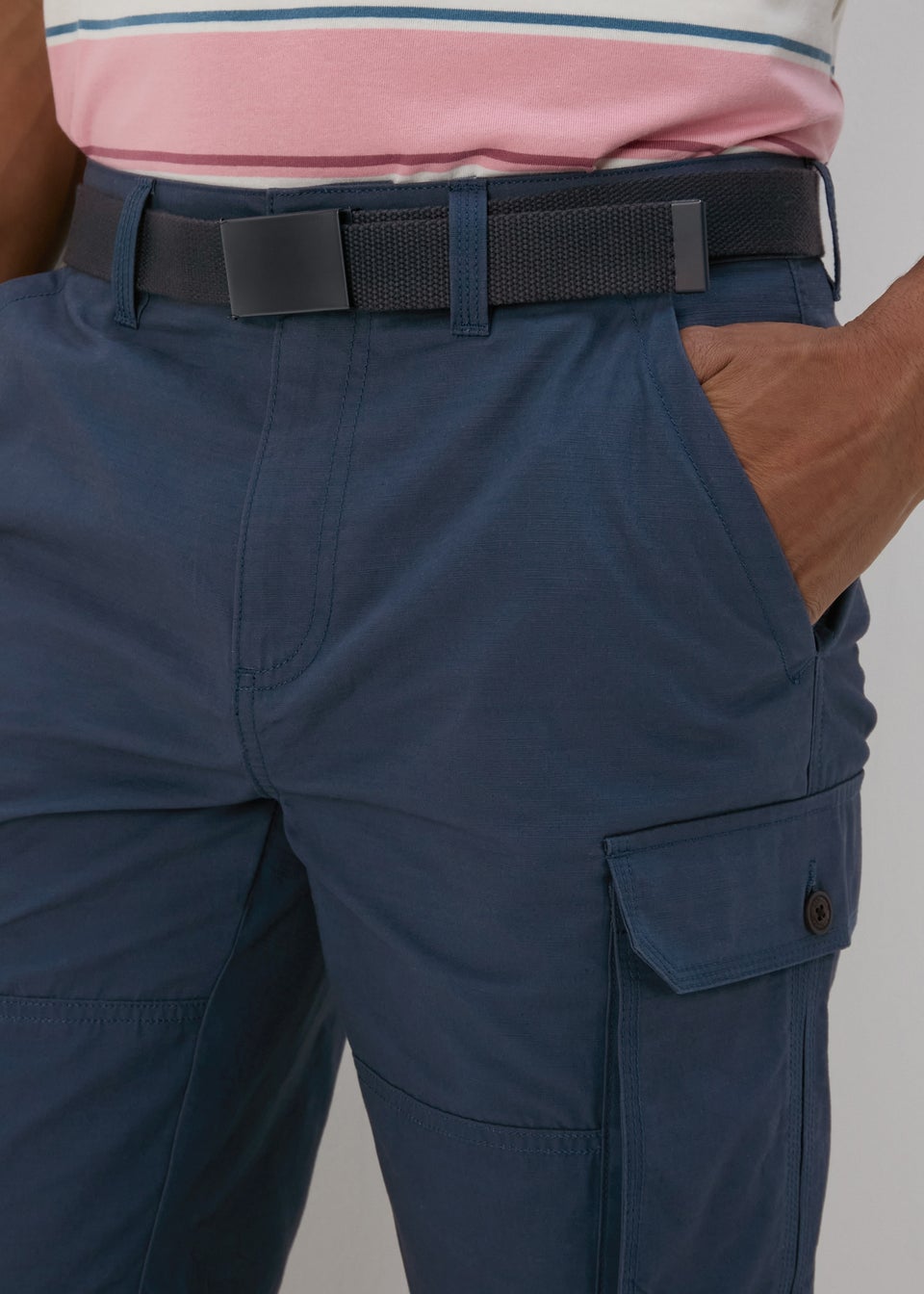 Blue Belted Cargo Shorts