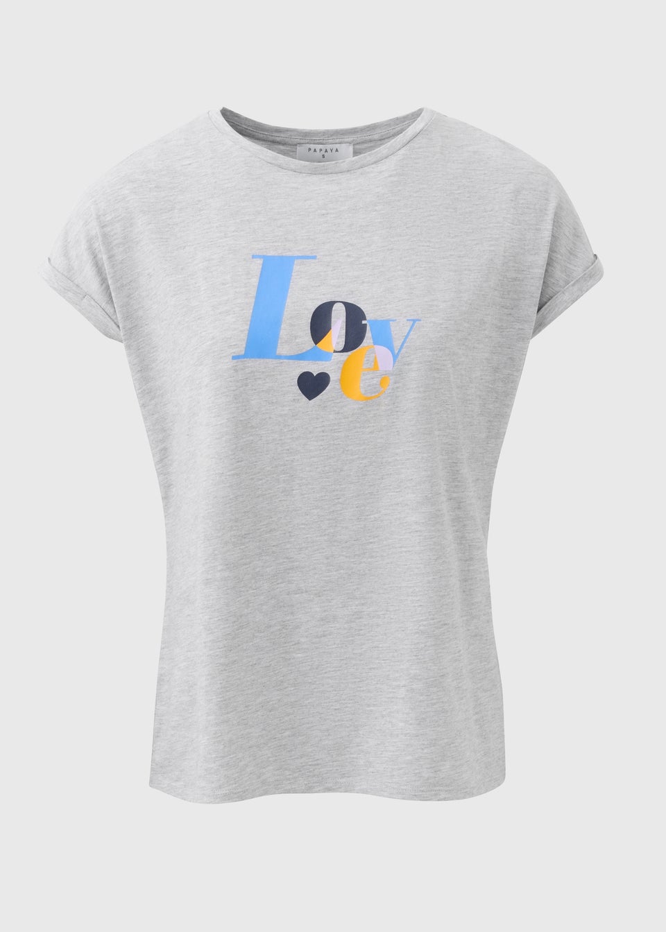 Grey Marl Love Slogan T-Shirt