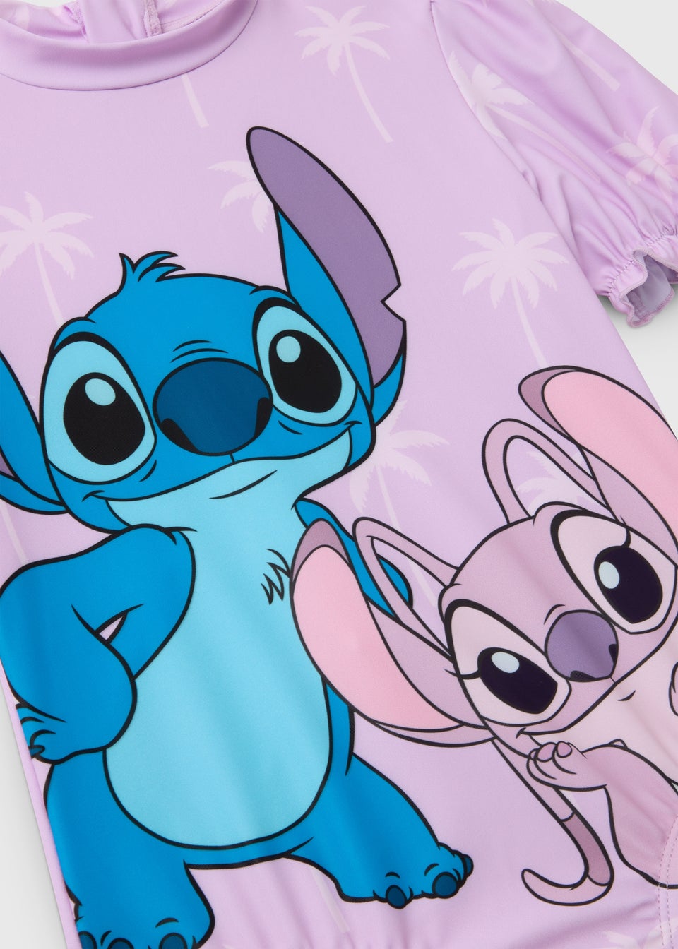 Disney Girls Lilac Lilo & Stitch Puff Sleeve Swimsuit (1-7yrs)