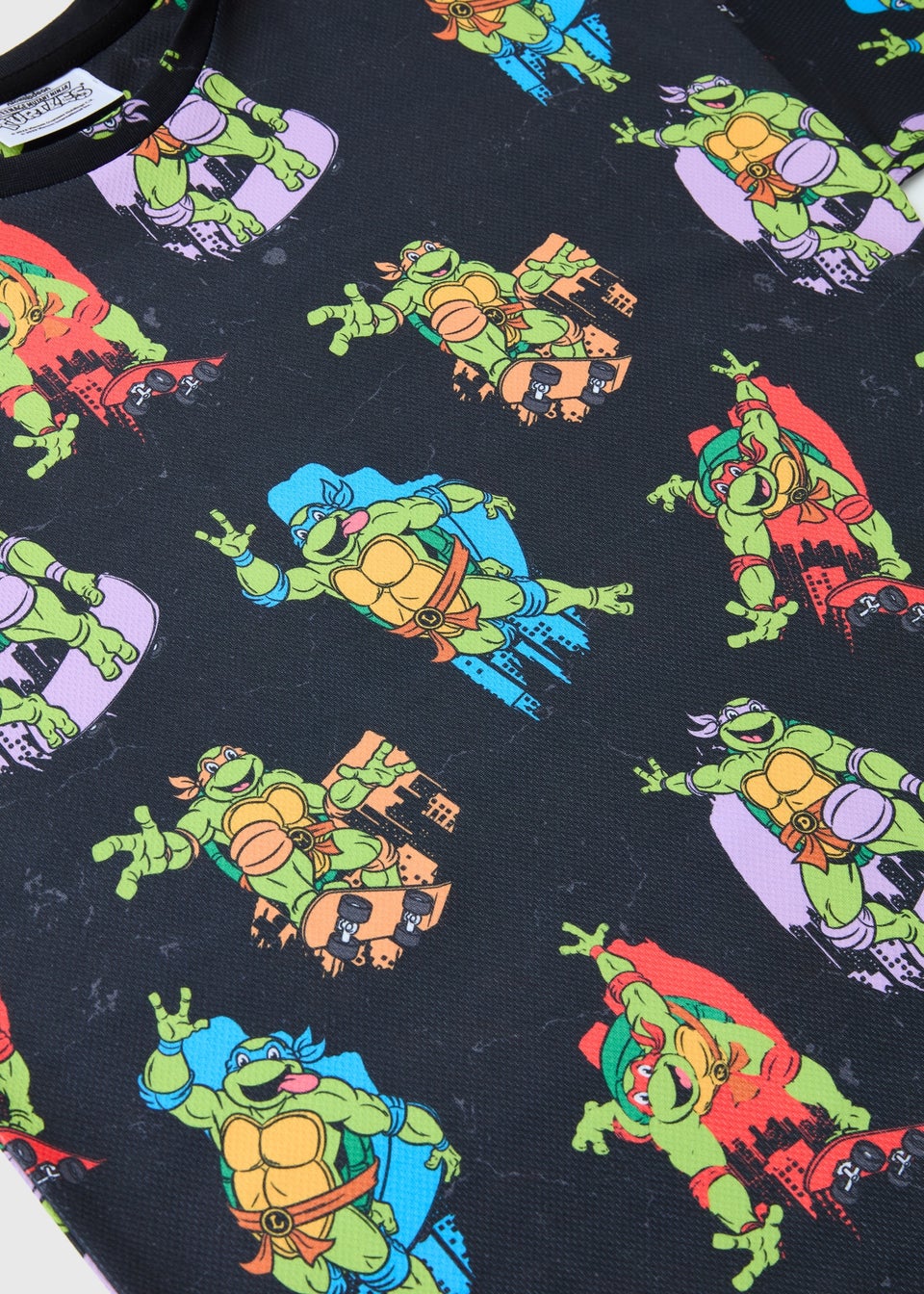 Boys Turtles Black Airtex T-Shirt (5-12yrs)