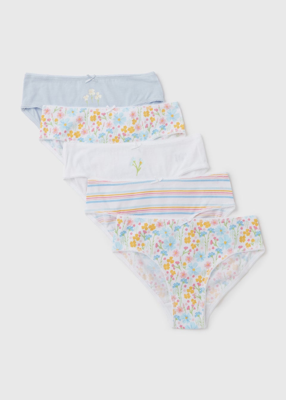 5 Pack Multicoloured Floral Design Briefs (2-13yrs)