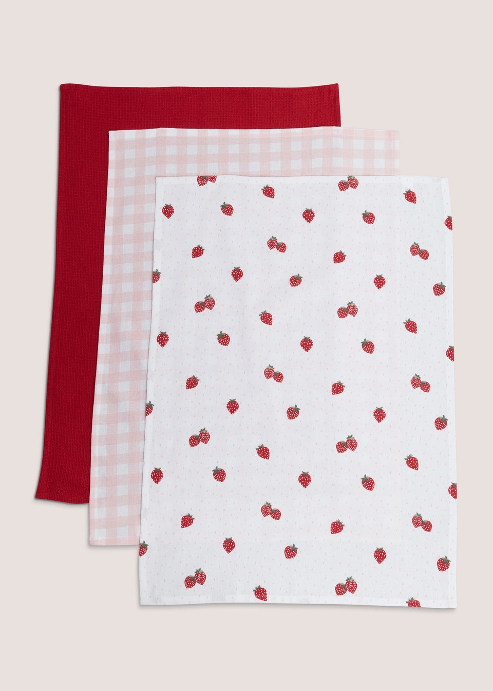 3 Pack Strawberry Tea Towels (65cm x 40cm)