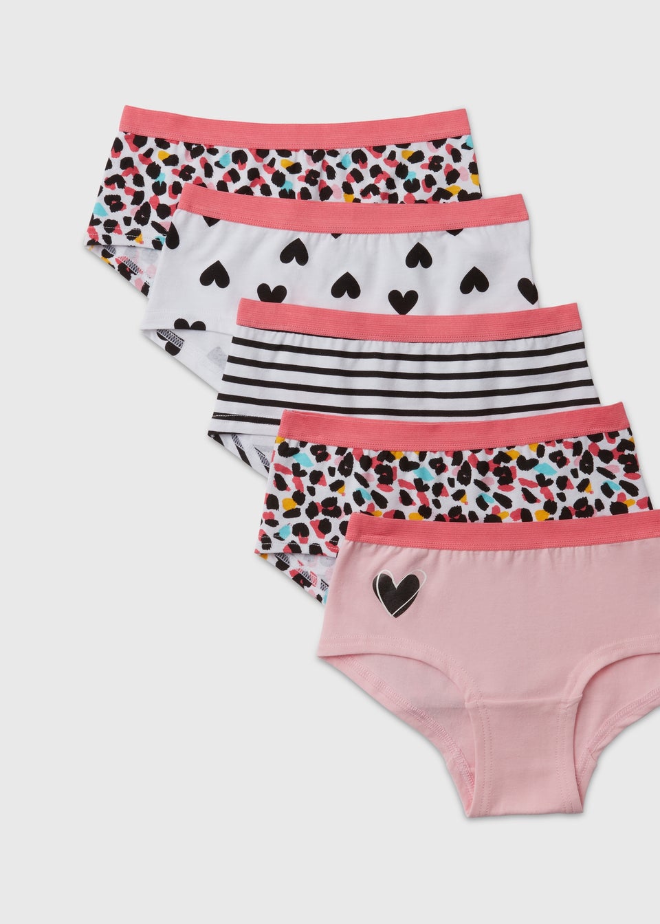 Girls 5 Pack Multicolour Hipsters Leopard Print Knickers (6-13yrs)