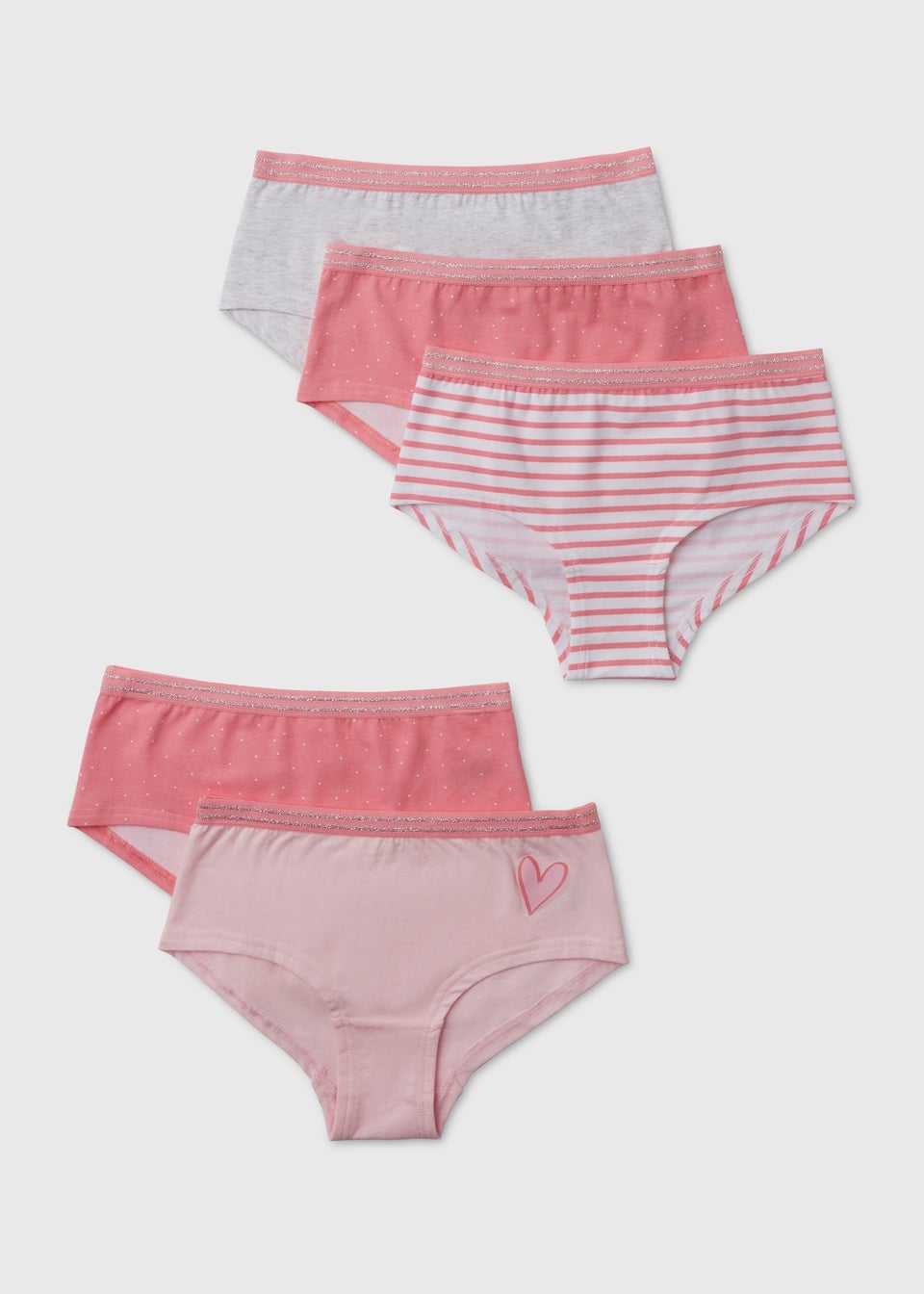 Girls 5 Pack Pink Hipsters Knickers (6-13yrs)