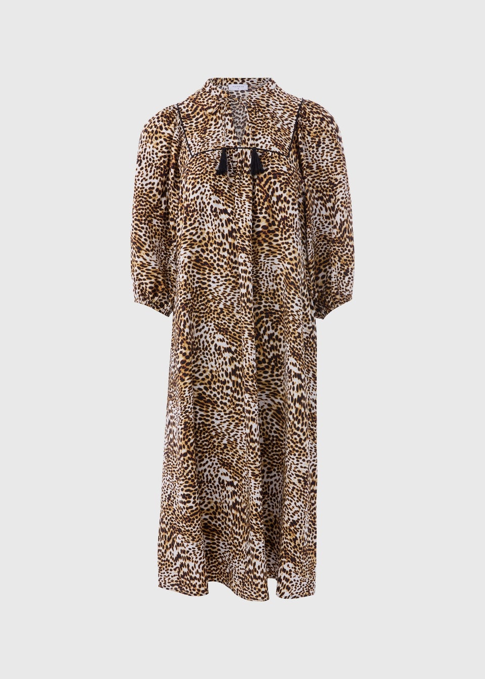 Brown Leopard Print Boho Midi Dress