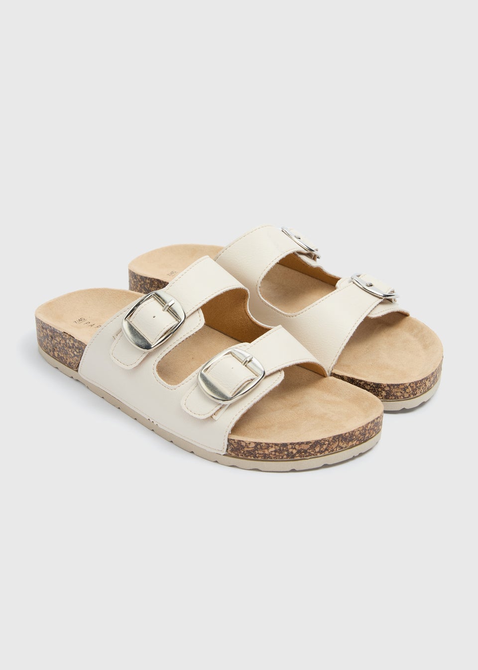 Taupe Double Buckle Footbed Sandals