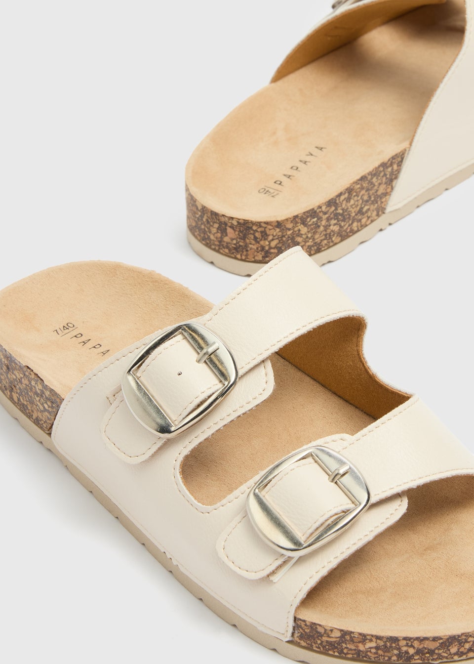 Taupe Double Buckle Footbed Sandals