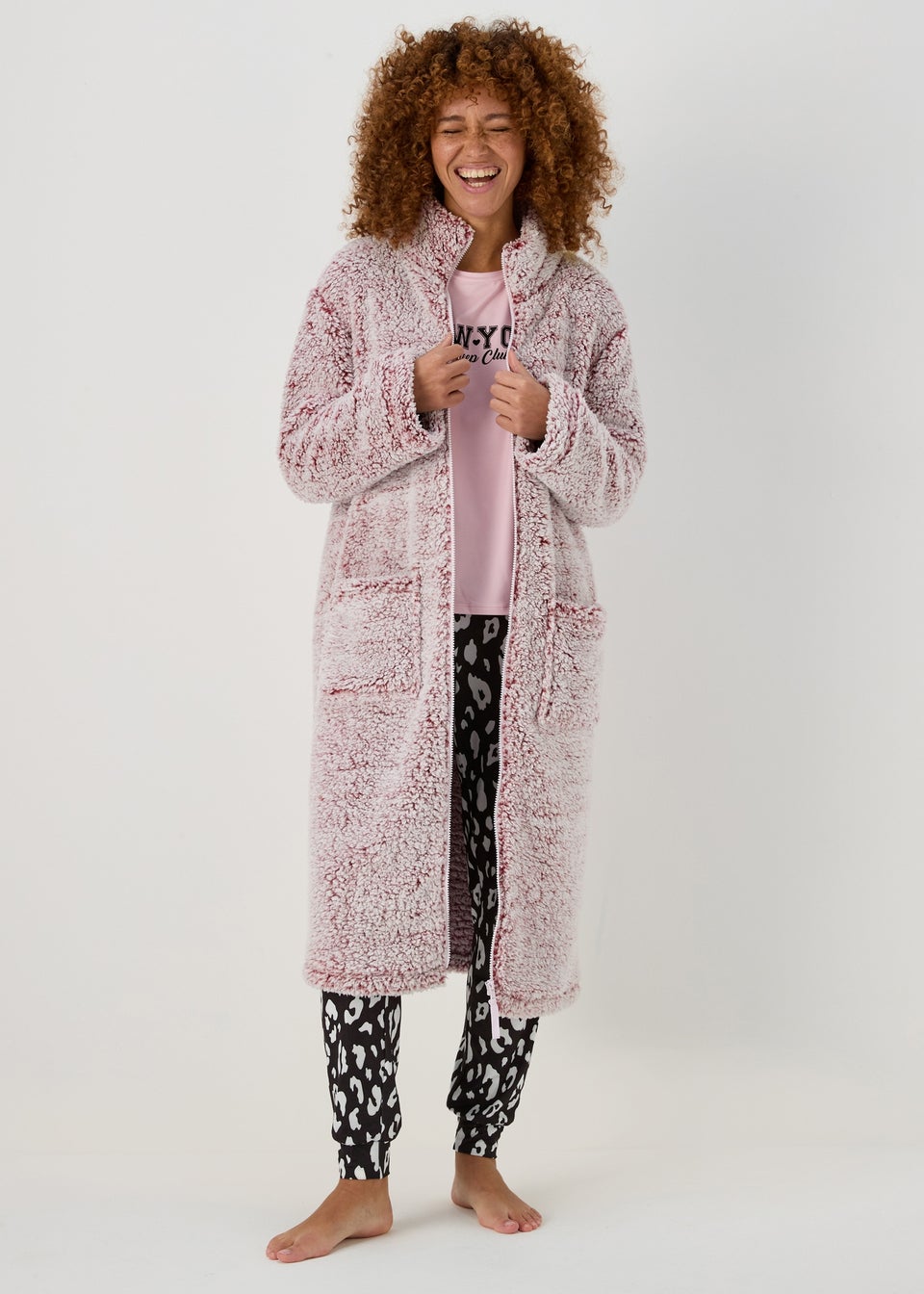 Pink Zip Up Dressing Gown