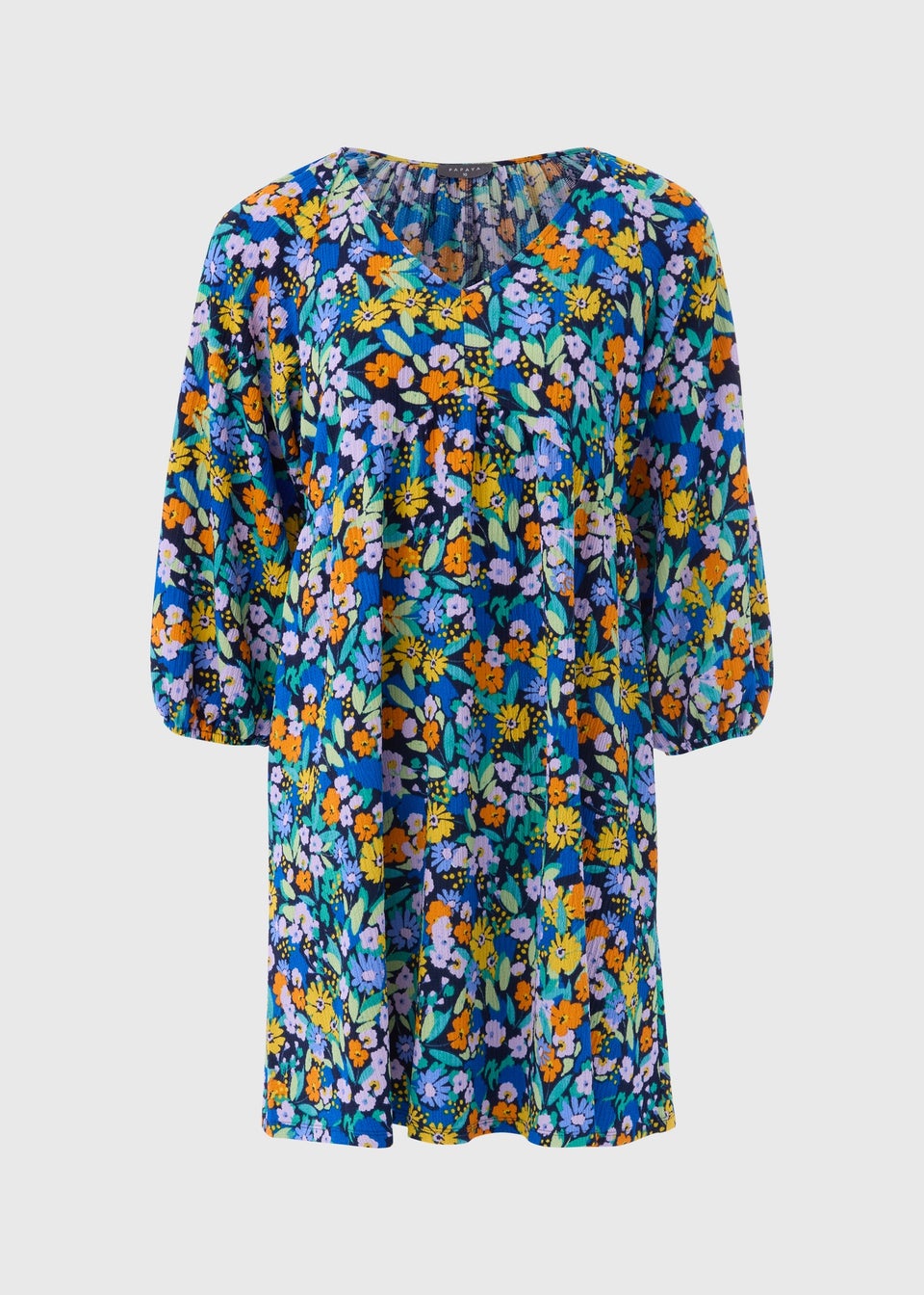 Multicolour Floral Crinkle Boho Mini Dress