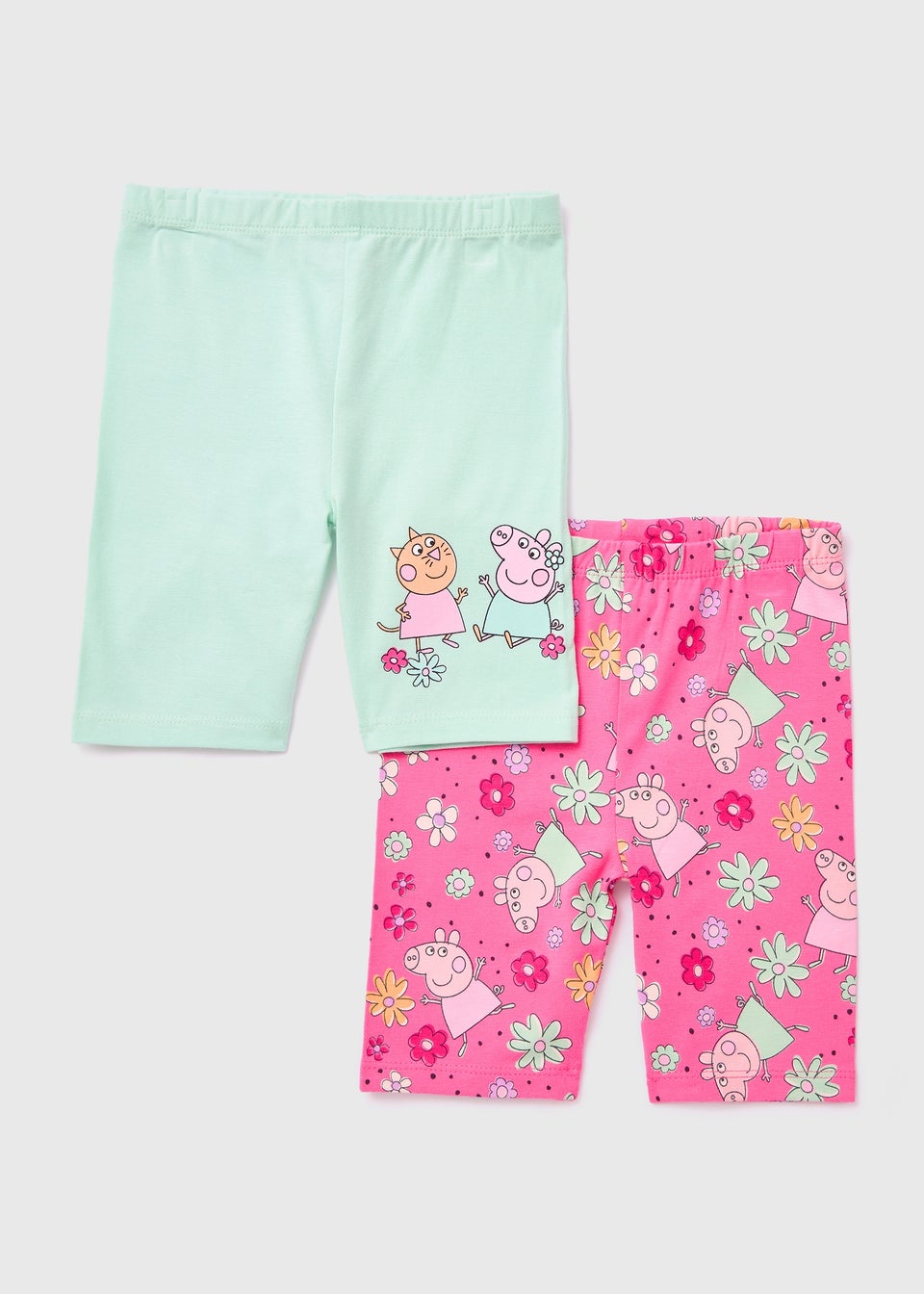 Peppa Pig Girls 2 Pack Green & Pink Shorts (9mths-5yrs)