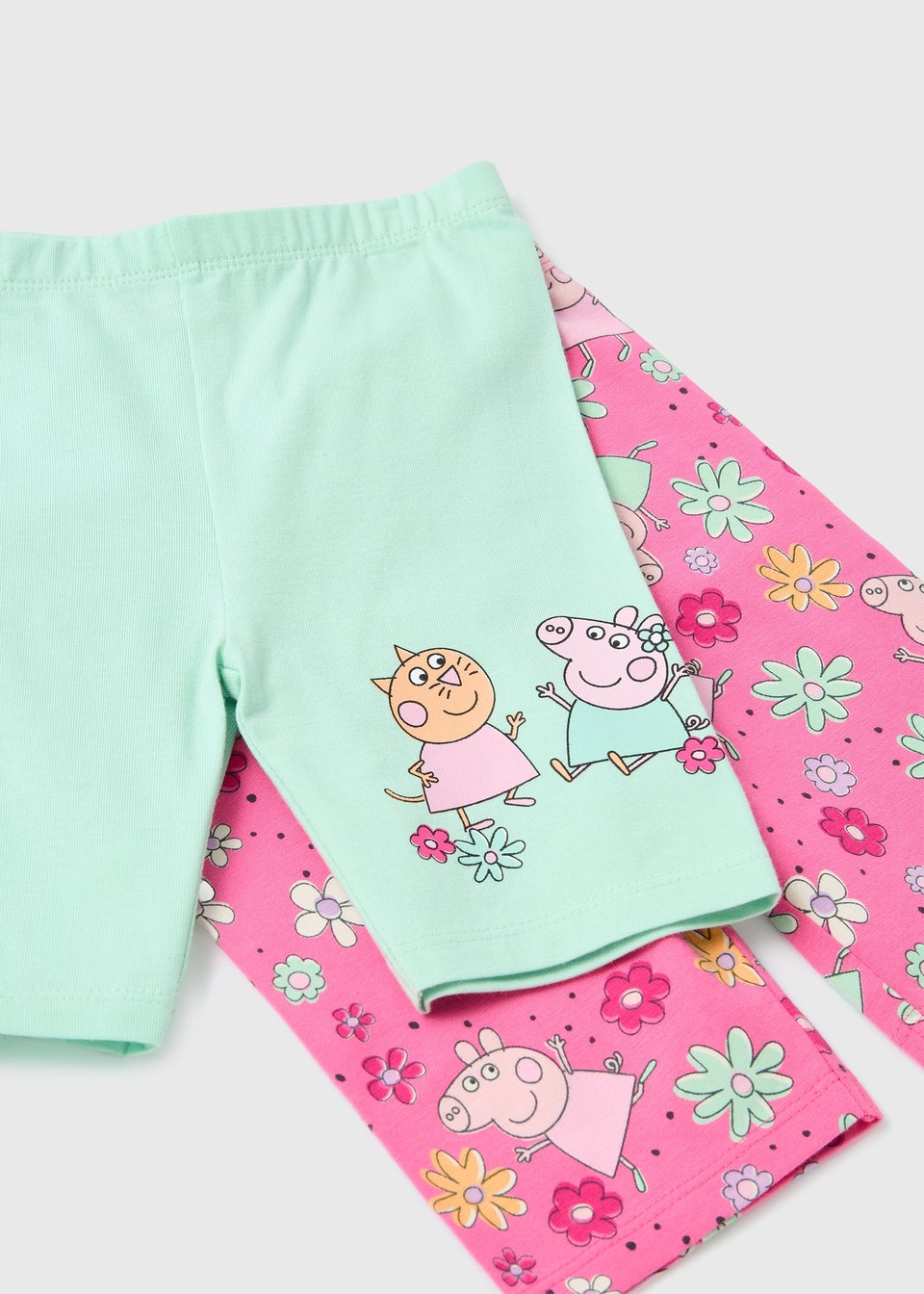 Peppa Pig Girls 2 Pack Green & Pink Shorts (9mths-5yrs)